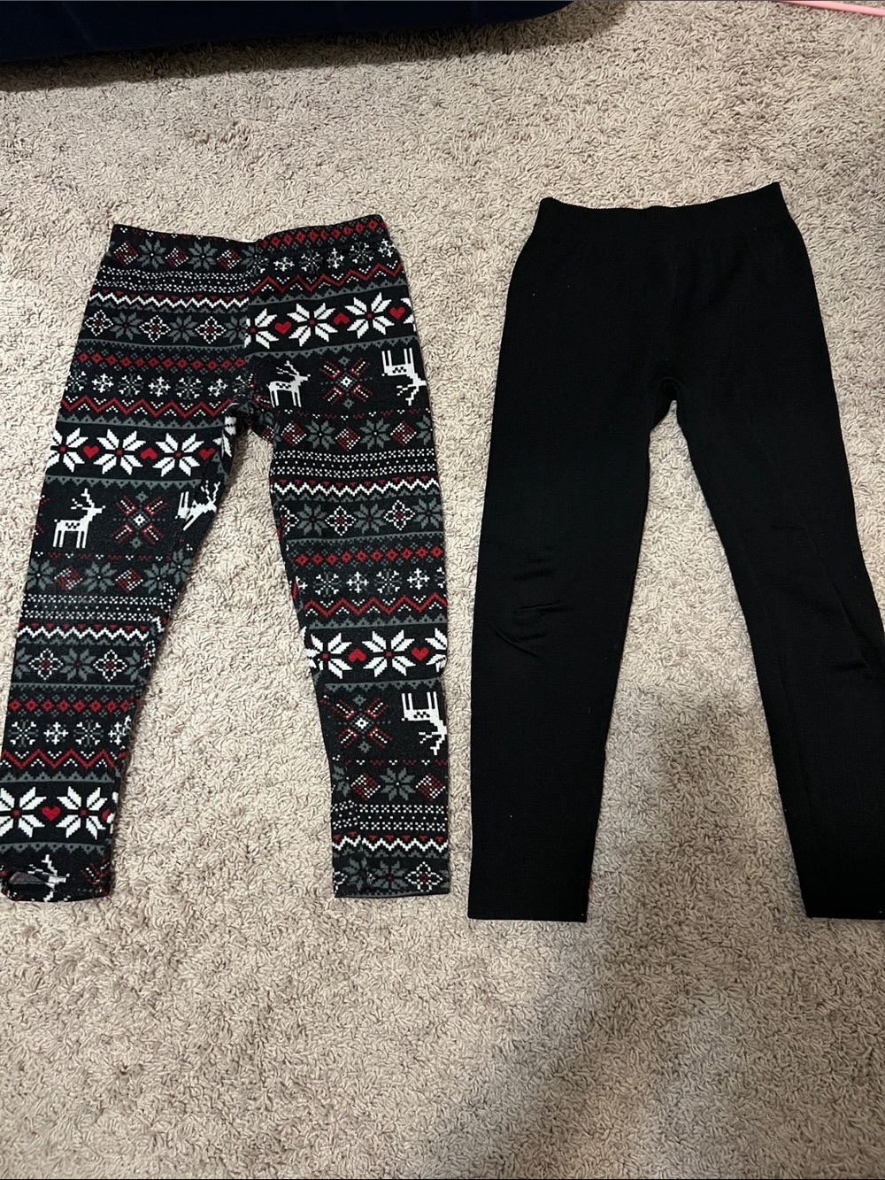 Kids Black and Patterned Holiday Knit Leggings - Brand Unknown